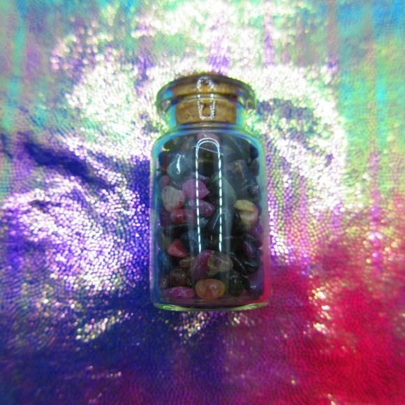 Watermelon Tourmaline Gemstone Chips In A Bottle Embellishments Natural - Picture 3 of 3